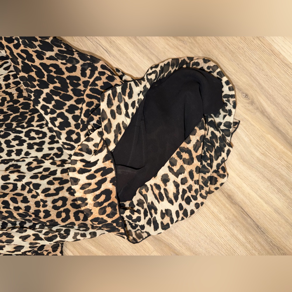 Ganni Leopard Pleated Georgette Dress - Picture 9 of 13